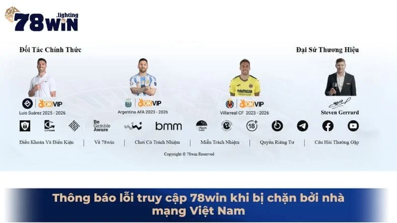 Thông báo lỗi truy cập 78win khi bị chặn bởi nhà mạng Việt Nam